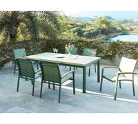 Vente-unique Extendable Aluminium Garden Table 180/240Cm - Almond Green - NAURU By Vente-unique Green