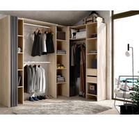 Vente-unique Extendable Corner Wardrobe - L 164 / 234 Cm - Oak & Grey - DORIAN in Light Oak Vente-unique Light Oak
