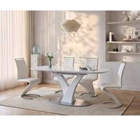 Vente-unique Extendable Dining Table for 6 To 8 People - MDF & Stainless Steel in White Vente-unique White