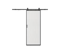 Vente-unique Flush-Mounted Sliding Door - Aluminum & Frosted Tempered Glass in Black Vente-unique Black