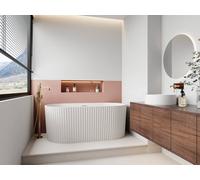 Vente-unique Fluted Freestanding Bathtub - 150 X 75 X 58 Cm - Acrylic - Matt White Vente-unique White 150 X 75 X 58 Cm
