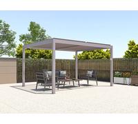 Vente-unique Freestanding Electric Bioclimatic Aluminium Pergola With Adjustable in Taupe Vente-unique Taupe