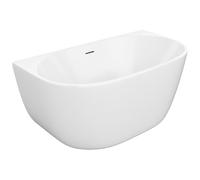 Vente-unique - Half Freestanding Bathtub - 167 L - Acrylic - 130 x 72 x 58 cm - White - AMOSARI