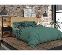 Vente-unique Headboard With Bedside Tables 160 Cm - Oak & Black - MISTA in Light Oak | Size: Double Vente-unique Light Oak Double