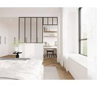 Vente-unique Industrial-Style Glass Partition In Powder-Coated Aluminium - Black Vente-unique Black