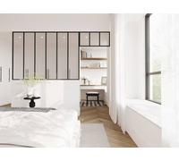 Vente-unique Industrial-Style Glass Partition In Powder-Coated Aluminium - Black Vente-unique Black