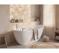 Vente-unique Island Bathtub With Taps - 220L - W150 X D75 X H70cm - White - NATALIA Vente-unique White