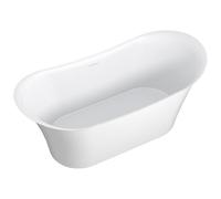 Vente-unique - Kyron Freestanding Bathtub Acrylic White 160 cm x 79 cm | High gloss finish for added shine | Overflow and drain included