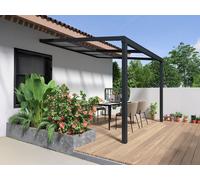 Vente-unique Lean-To Aluminium Pergola With Sliding Roof - 9 M² - Anthracite in Dark Grey Vente-unique Dark Grey