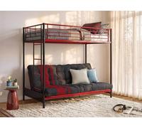 Vente-unique Loft Bed With Convertible Bench - 90 X 190 Cm - Metal - Black & Red | Size: Single Vente-unique Black Single