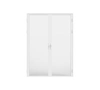 Vente-unique Loxton 2 x 204 x 73 cm Reversible Door Block with Aluminium and Tempered Satin Glass, White