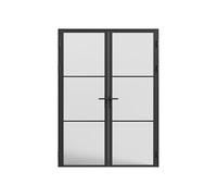 Vente-unique Maseru Reversible Double Blade Aluminium and Frosted Glass 2 x 204 x 93 cm Black