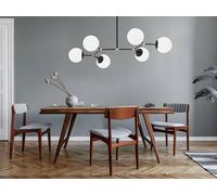Vente-unique Metal Chandelier - 6 Globes - L100 X H52 Cm - Black & White - DAMAR Vente-unique Black
