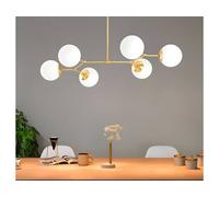 Vente-unique Metal Chandelier - 6 Globes - L100 X H52 Cm - Gold & White - DAMAR Vente-unique Gold