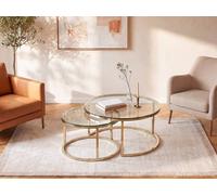 Vente-unique Nesting Coffee Tables In Tempered Glass & Stainless Steel - Gold in Clear Vente-unique Clear