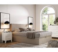 Vente-unique Ottoman Bed Base 160 X 200 Cm - Beige Fabric - CENOVAS By YSMÉE | Size: Double Vente-unique Beige Double