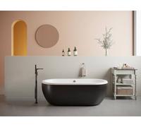 Vente-unique Oval Freestanding Bathtub - 170 X 80 X 58 Cm - Acrylic - Matt Black | Size: 1700mm x 800mm Vente-unique Black 1700mm x 800mm