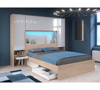 Vente-unique Overbed Storage Unit With Storage - With LED Lighting - W265 Cm in Light Oak | Size: Double Vente-unique Light Oak Double