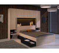 Vente-unique Overbed Storage Unit With Storage - With LED Lighting - W265 Cm in Light Oak | Size: Double Vente-unique Light Oak Double