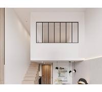 Vente-unique Powder-Coated Aluminium & Frosted Glass Partition - 210X105 Cm in Black Vente-unique Black 210X105 Cm