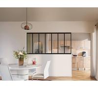 Vente-unique Power-Coated Aluminium Glass Partition - 210 X 105 Cm - Black Vente-unique Black 210 X 105 Cm