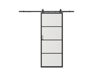 Vente-unique -Puerta corredera con Pared Exterior Aluminio y Vidrio Templado Transparent H205 x L63 cm - Sinca II