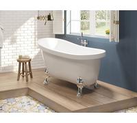Vente-unique Retro Freestanding Bathtub With Silver Lion Feet - 145 X 74 X 77 Cm in White Vente-unique White 145 X 74 X 77 Cm