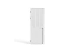 Vente-unique - REVERSIBLE ALUMINIUM AND TEMPERED SATIN GLASS DOOR BLOCK - Workshop Style - H 204 x W 73 cm - White - ERMELO