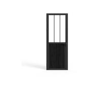 Vente-unique Reversible Aluminium & Tempered Glass Studio-Style Door Unit - H204 in Black Vente-unique Black