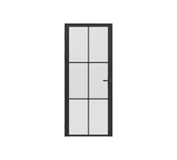 Vente-unique Reversible Aluminum & Frosted Glass Door Block - H204 X L83 Cm in Black Vente-unique Black