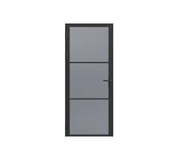 Vente-unique Reversible Aluminum & Smoked Glass Door - H204 X W73 Cm - Black Vente-unique Black