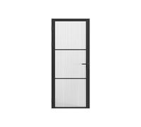 Vente-unique Reversible Aluminum & Textured Glass Door - H204 X W73 Cm - Black Vente-unique Black