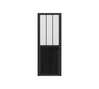 Vente-unique Reversible Black Workshop Style Aluminum & Frosted Tempered Glass Vente-unique Black