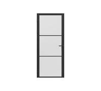 Vente-unique Reversible Door Block In Aluminum & Frosted Tempered Glass - H204 X in Black Vente-unique Black
