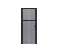 Vente-unique Reversible Door Block In Aluminum & Smoked Tempered Glass - H204 X in Black Vente-unique Black