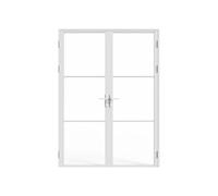 Vente-unique - Reversible Door Block with Two Wings Aluminium and Tempered Glass - 2 x 204 x 93 cm - White - Maseru