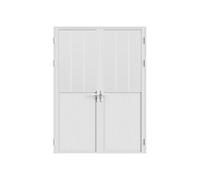 Vente-unique - REVERSIBLE DOOR BLOCK WITH TWO WINGS ALUMINIUM AND TEMPERED GLASS TEMPERED GLASS WORKSHOP STYLE 2 H 204 X W 73 CM - WHITE -