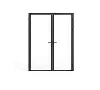 Vente-unique - Reversible double door made of aluminium and tempered glass - H204 x W146 cm - LOXTON