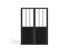 Vente-unique Reversible Double Door Unit In Aluminium & Tempered Glass, Studio in Black Vente-unique Black