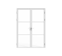 Vente-unique Reversible Double-Leaf Aluminium & Tempered Glass Door Set - 2 X in White Vente-unique White