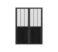 Vente-unique Reversible Double Swing Door Block In Aluminum & Frosted Tempered in Black Vente-unique Black