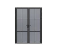 Vente-unique Reversible Double Swing Door In Aluminum & Smoked Tempered Glass - 2 in Black Vente-unique Black