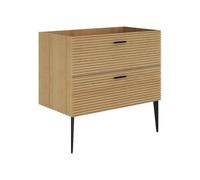 Vente-unique Ribbed Freestanding Vanity Unit On Legs - 2 Drawers - Light Natural in Light Oak Vente-unique Light Oak