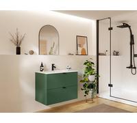 Vente-unique Ribbed Suspended Vanity Unit - Matte Green - 80 Cm - ZEVINI Vente-unique Green