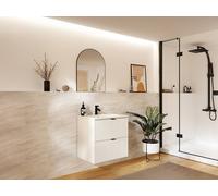 Vente-unique Ribbed Suspended Vanity Unit With Inset Basin - Matte White - 60 Cm Vente-unique White