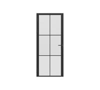 Vente-unique Seroto Reversible Aluminium and Frosted Glass Door Block, 204 x 83 cm, Black
