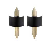 Vente-unique Set Of 2 Art Deco Metal Wall Lights - W. 22 X H. 75 Cm - Black and Vente-unique Black