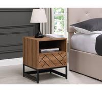 Vente-unique Set Of 2 Bedside Tables With 1 Drawer & 1 Recess - MDF & Steel in Walnut Vente-unique Walnut