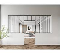 Vente-unique Set Of 2 Industrial-Style Glass Partitions 120 X 130 Cm In in Black Vente-unique Black 120 X 130 Cm