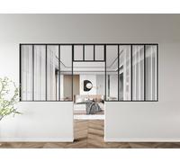 Vente-unique Set Of 2 Industrial-Style Glass Partitions 120 X 130 Cm In in Black Vente-unique Black 120 X 130 Cm